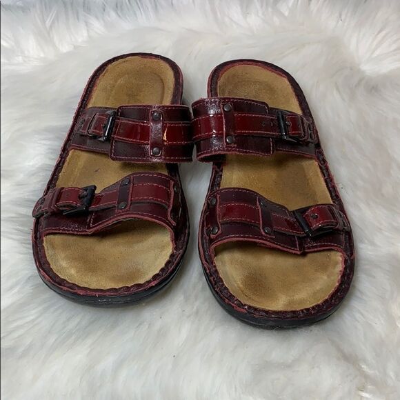 Naot Carly Red/Maroon Leather Slide Sandal Sz 8.5 - Picture 2 of 6